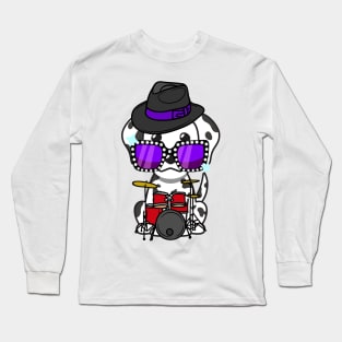 Cute Dalmatian jamming on the drums Long Sleeve T-Shirt